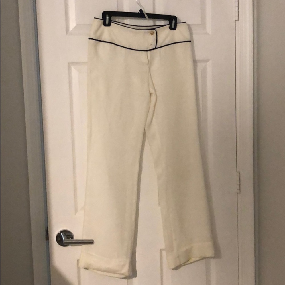 White linen nautical pants